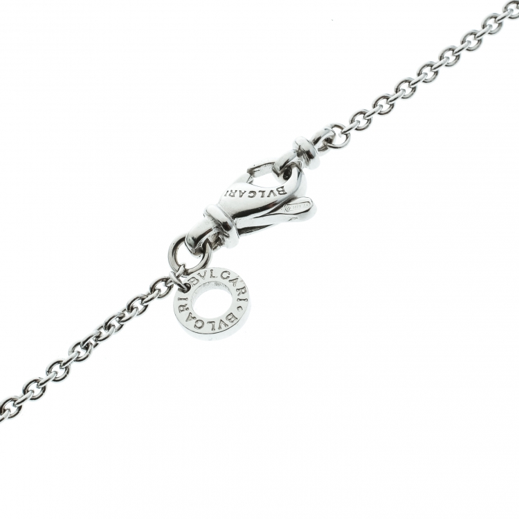 Pre Owned Bvlgari B.Zero1 Diamond 18k White Gold Charm Chain Necklace 