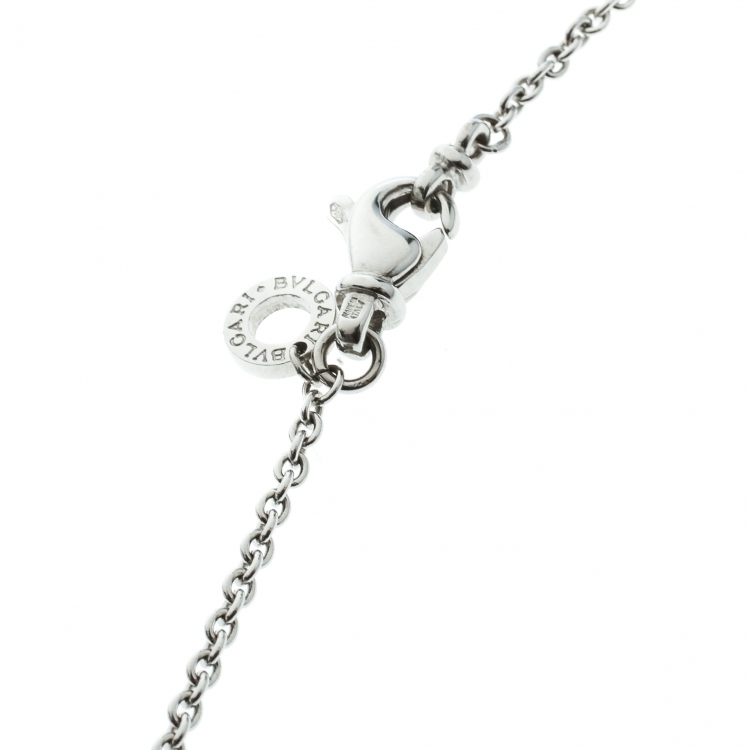 Pre Owned Bvlgari B.Zero1 Diamond 18k White Gold Charm Chain Necklace 