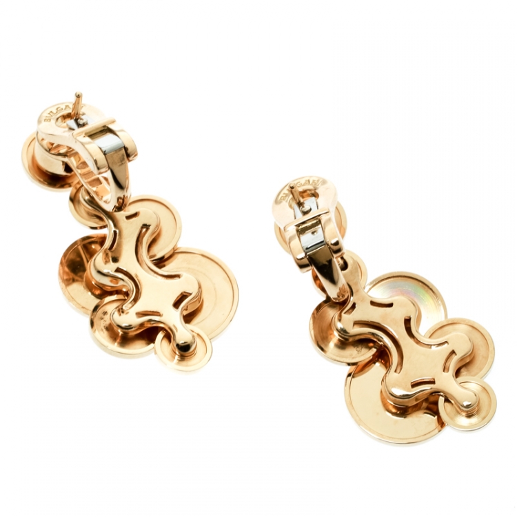 Pre Owned Bvlgari Cicladi 18k Yellow Gold Cluster Disc Drop Earrings