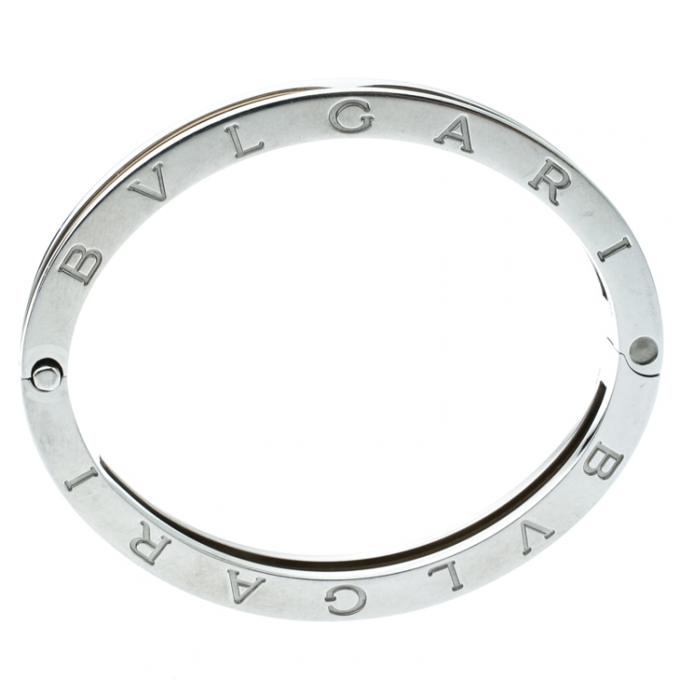 Pre Owned Bvlgari B.Zero1 Stainless Steel & 18K Yellow Gold Oval Bangle Bracelet