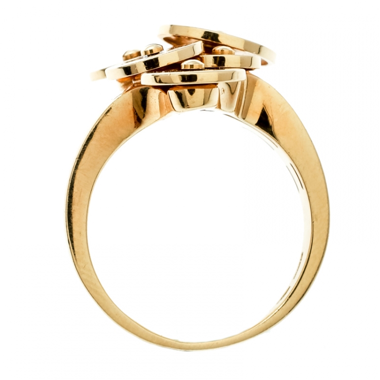 Pre Owned Bvlgari Cicladi 7 Disc 18k Yellow Gold Ring Size 56