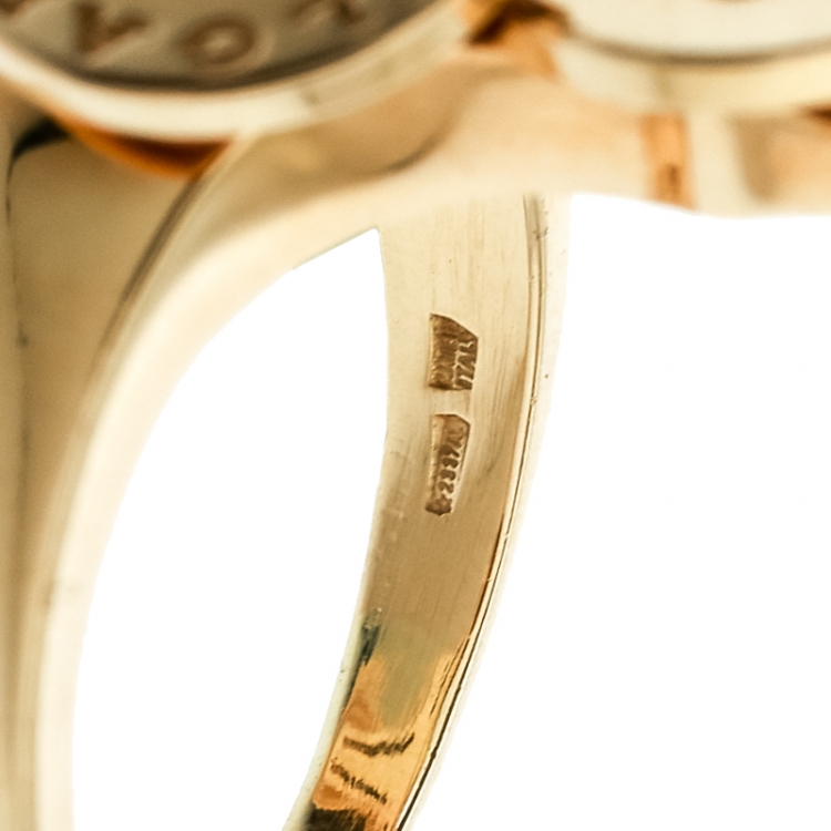 Pre Owned Bvlgari Cicladi 7 Disc 18k Yellow Gold Ring Size 56