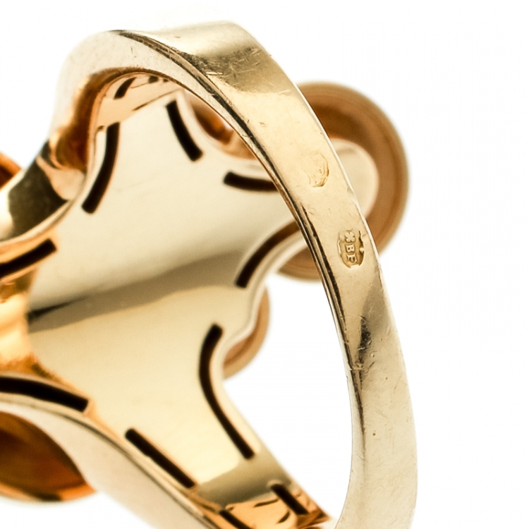 Pre Owned Bvlgari Cicladi 7 Disc 18k Yellow Gold Ring Size 56
