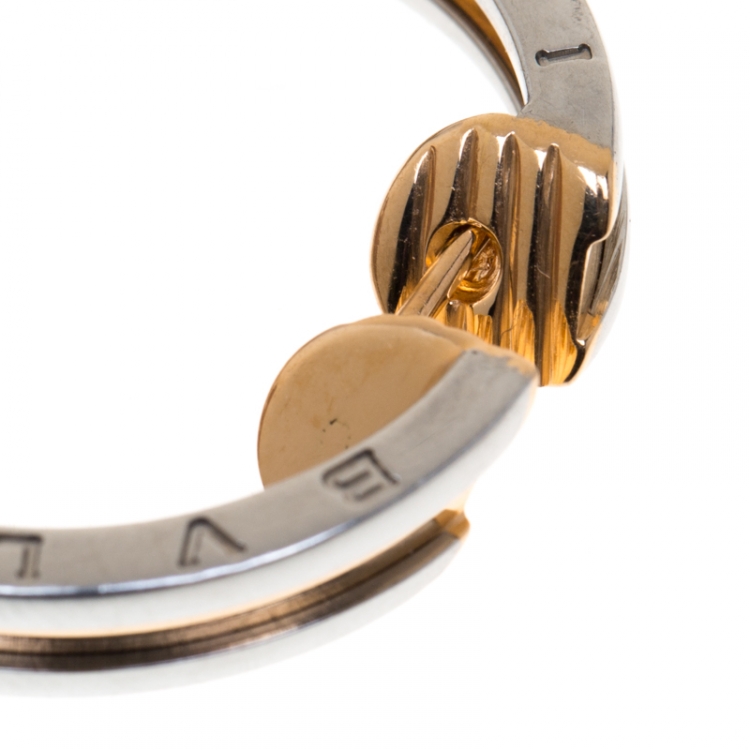 Pre Owned Bvlgari B.Zero1 18k Rose Gold & Stainless Steel Hoop Earrings