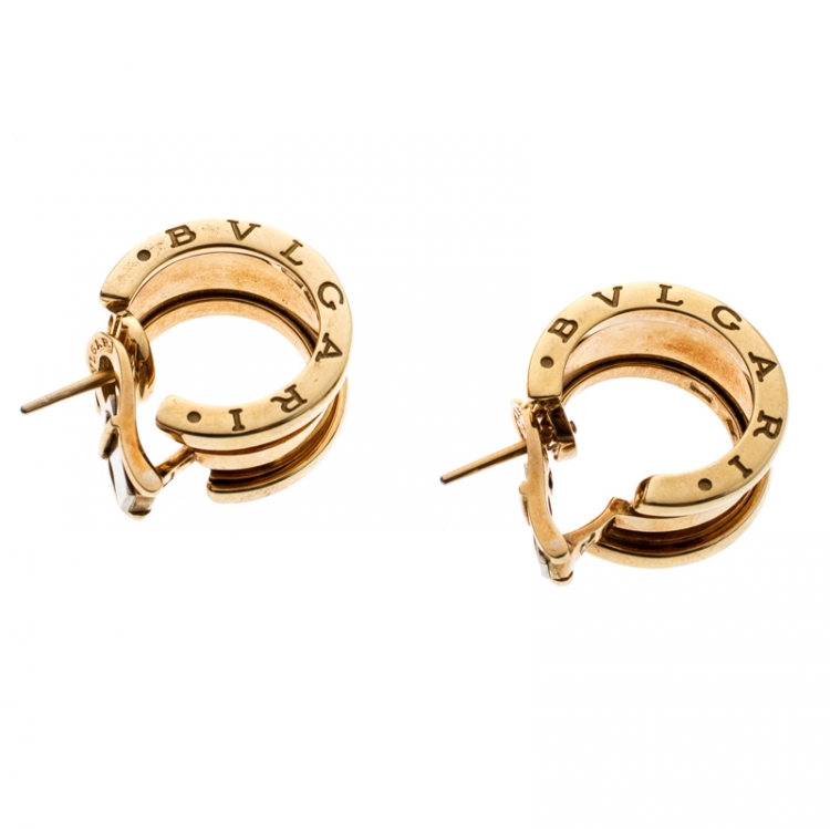 Pre Owned Bvlgari B.Zero1 18K Yellow Gold Hoop Earrings