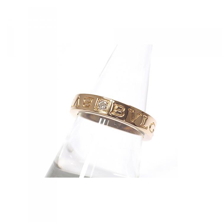 Pre Owned Bvlgari Bvlgari Diamond 18K Rose Gold Ring Size 48