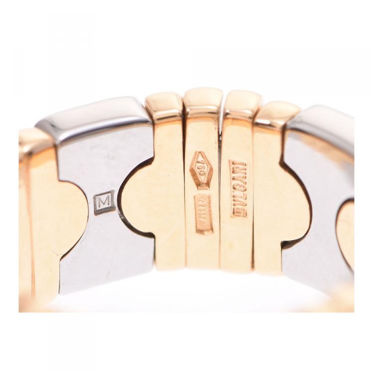 Pre Owned Bvlgari Parentesi 18K 2-Tone Ring Size 49