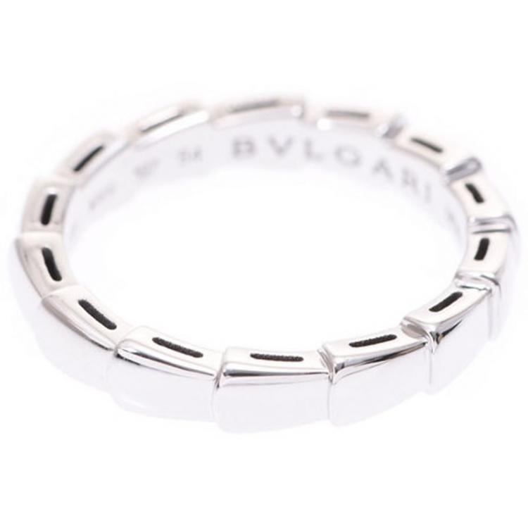 Pre Owned Bvlgari Serpenti 18K White Gold Wedding Band Ring Size 54