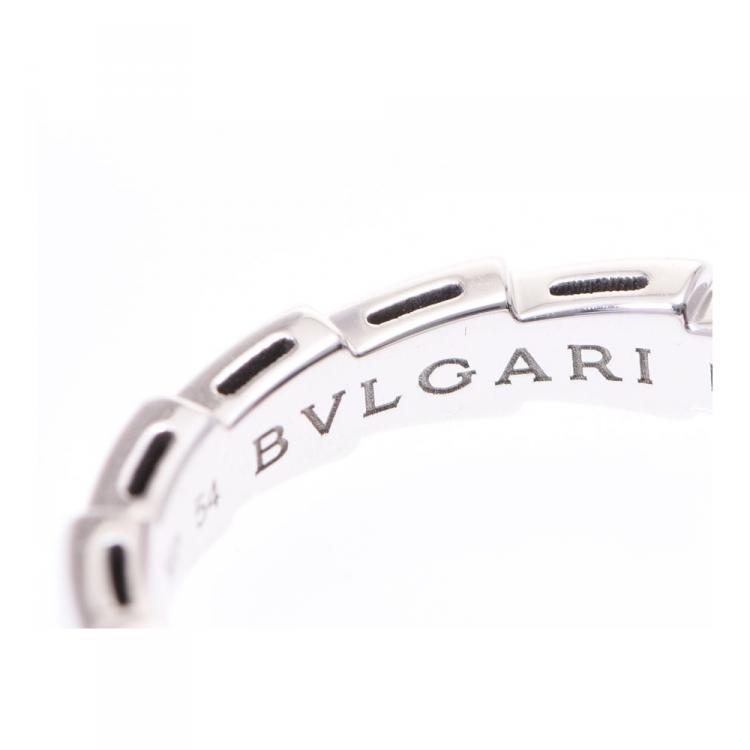 Pre Owned Bvlgari Serpenti 18K White Gold Wedding Band Ring Size 54