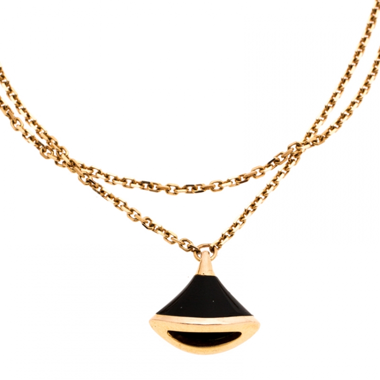 Pre Owned Bvlgari Divas' Dream Onyx 18k Rose Gold Bracelet 