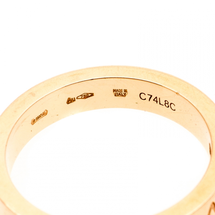 Pre Owned Bvlgari Bvlgari Diamond 18K Rose Gold Band Ring Size 59