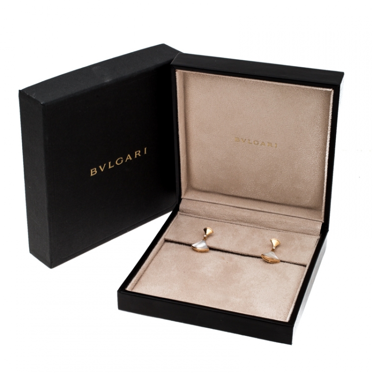 Pre Owned Bvlgari Divas' Dream Mother of Pearl Diamond 18k Rose Gold Drop Earrings