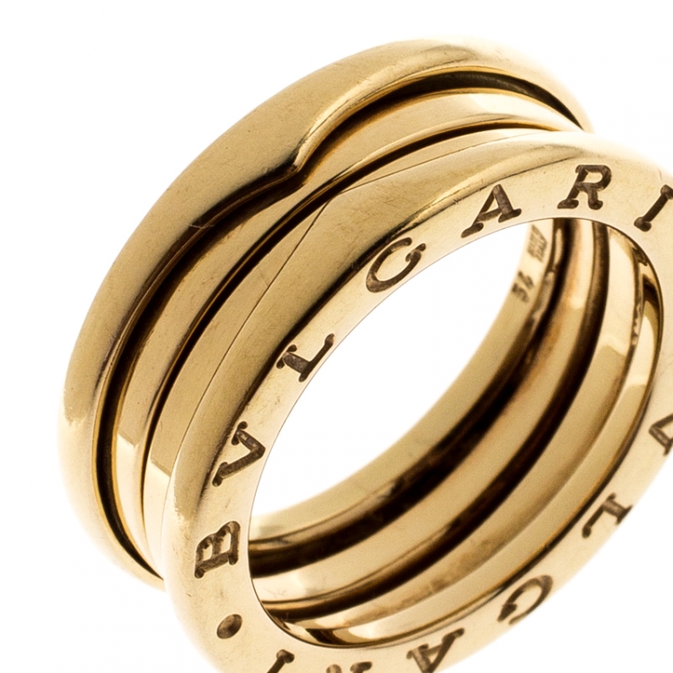Pre Owned Bvlgari B.Zero1 3-Band 18k Yellow Gold Band Ring Size 54