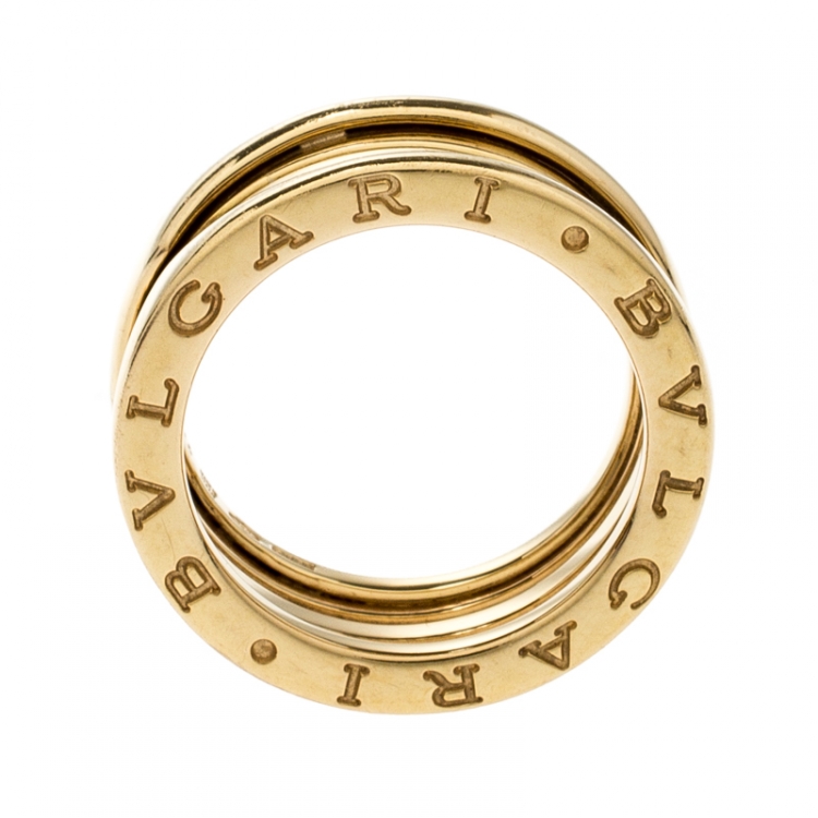 Pre Owned Bvlgari B.Zero1 3-Band 18k Yellow Gold Band Ring Size 54