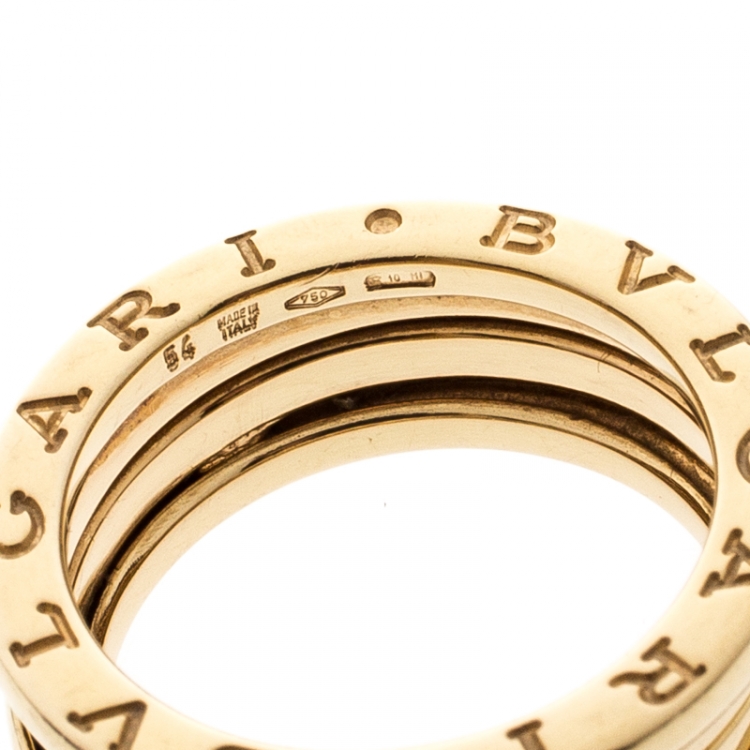 Pre Owned Bvlgari B.Zero1 3-Band 18k Yellow Gold Band Ring Size 54