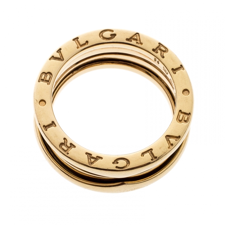 Pre Owned Bvlgari B.Zero1 3-Band 18k Yellow Gold Band Ring Size 54