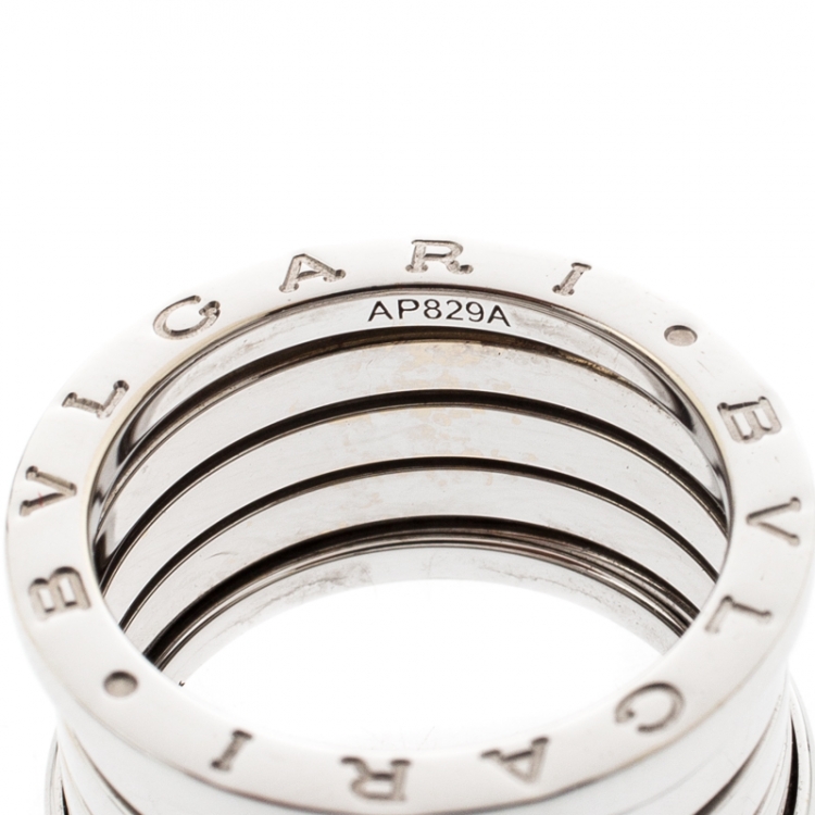 Pre Owned Bvlgari B.Zero1 18k White Gold  5-Band Ring Size 55 