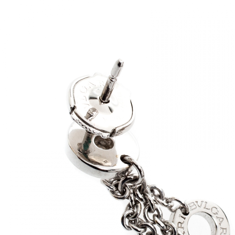 Pre Owned Bvlgari B.Zero1 Diamond 18k White Gold Long Dangle Earrings