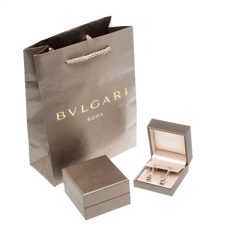 Pre Owned Bvlgari B.Zero1 Diamond 18k White Gold Long Dangle Earrings