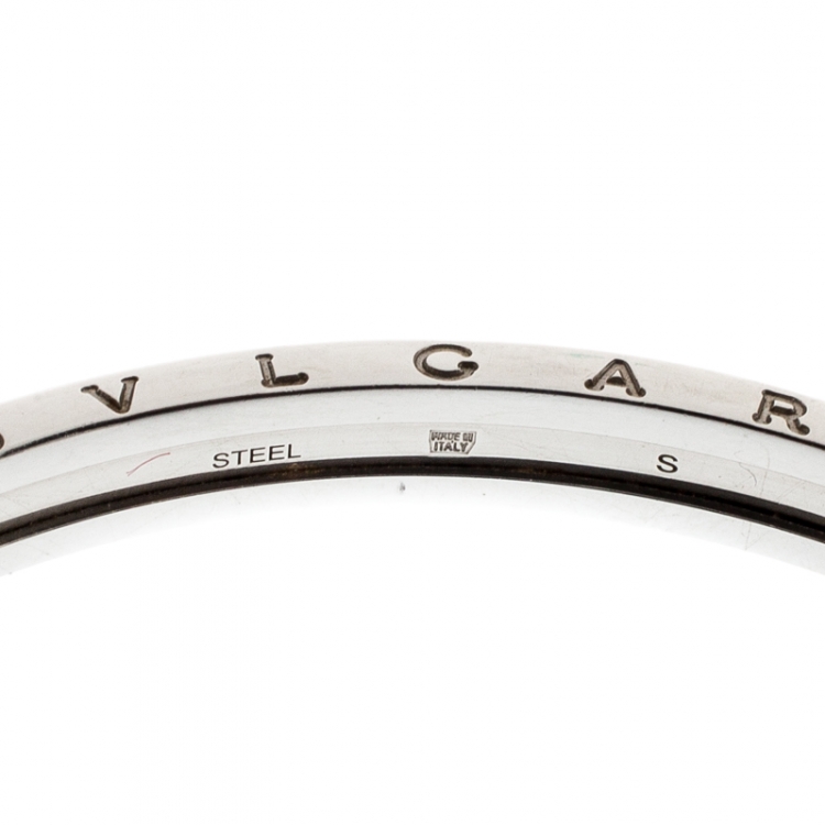 Pre Owned Bvlgari B.Zero1 Stainless Steel 18k Gold Narrow Open Cuff Bracelet