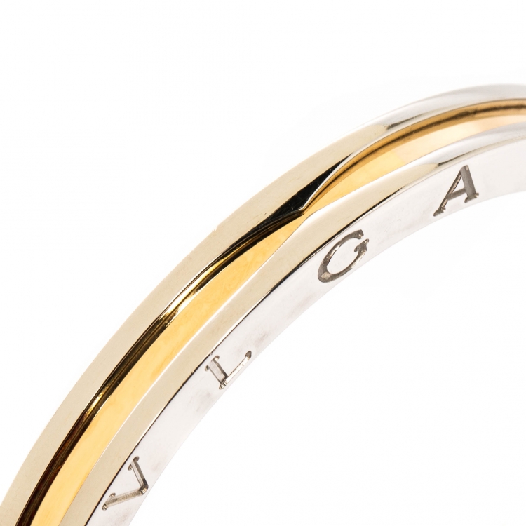 Pre Owned Bvlgari B.Zero1 Steel & 18k Yellow Gold Bracelet 
