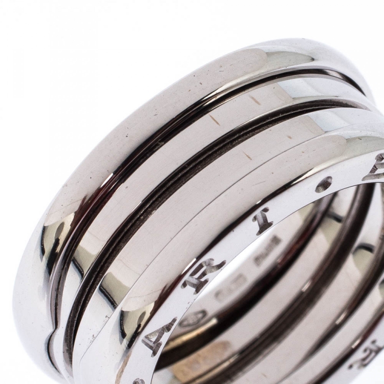 Pre Owned Bvlgari B.Zero1 3-Band 18k White Gold Ring Size 52