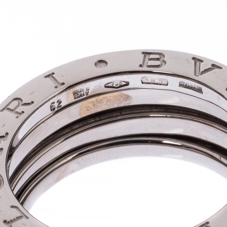 Pre Owned Bvlgari B.Zero1 3-Band 18k White Gold Ring Size 52