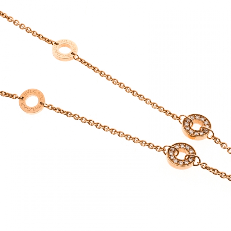 Pre Owned Bvlgari B.Zero1 Diamond White Ceramic 18k Rose Gold Pendant Necklace 