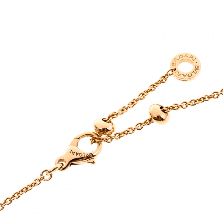 Pre Owned Bvlgari B.Zero1 Diamond White Ceramic 18k Rose Gold Pendant Necklace 