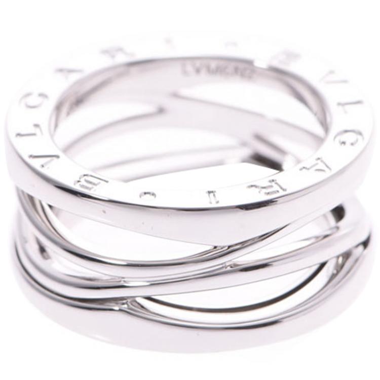 Pre Owned Bvlgari B.Zero Design Legend 18K White Gold 3-Band Ring Size 49