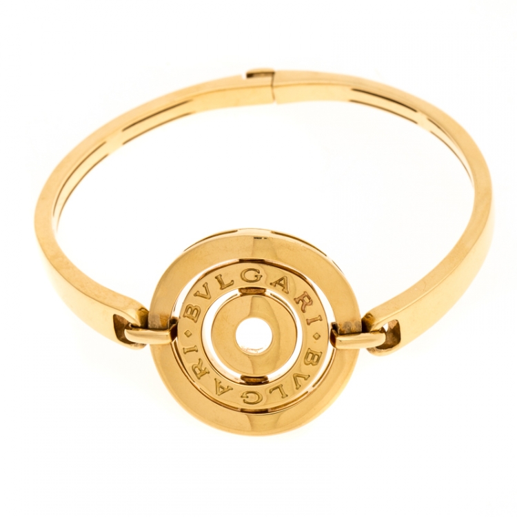 Pre Owned Bvlgari Cerchi Astrale 18K Yellow Gold Shield Bangle Bracelet 