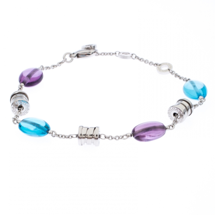 Pre Owned Bvlgari B.Zero1 Multi Gem 18k White Gold Station Bracelet