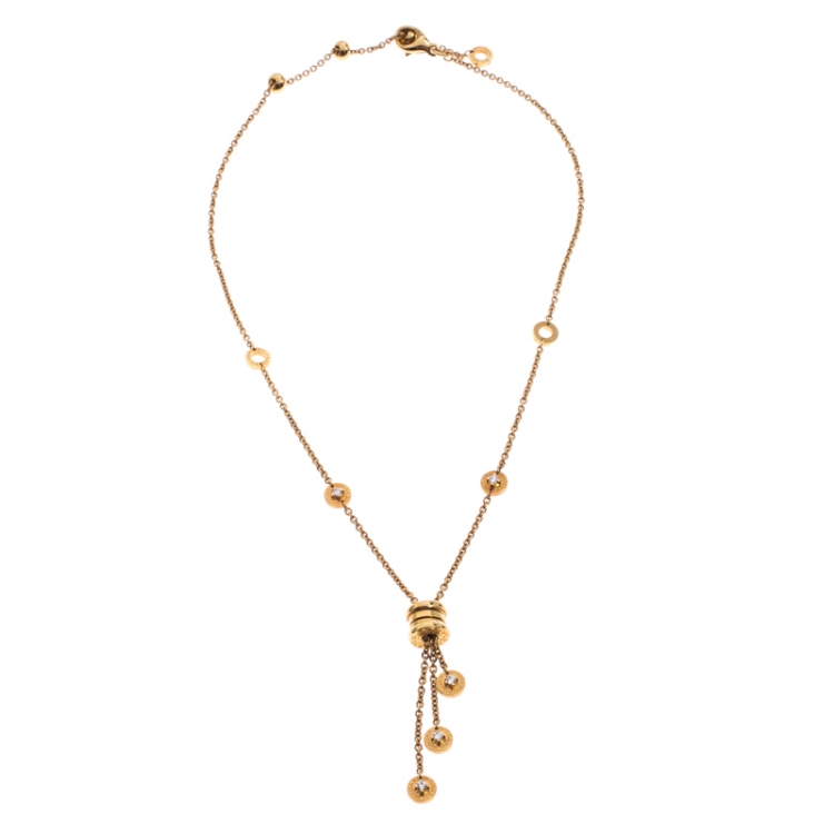 Pre Owned Bvlgari B.Zero1 Diamond 18k Yellow Gold Tassel Necklace