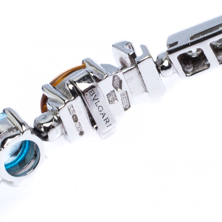 Pre Owned Bvlgari Allegra Diamond Multi-color Gemstone 18k White Gold Bracelet 