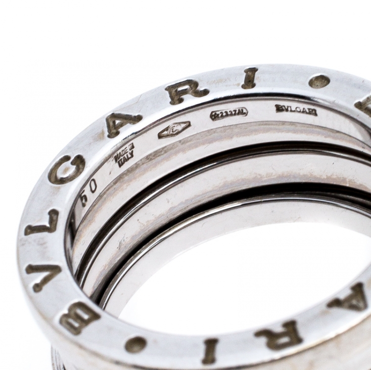 Pre Owned Bvlgari B.Zero1 18K White Gold 3-Band Ring Size 50