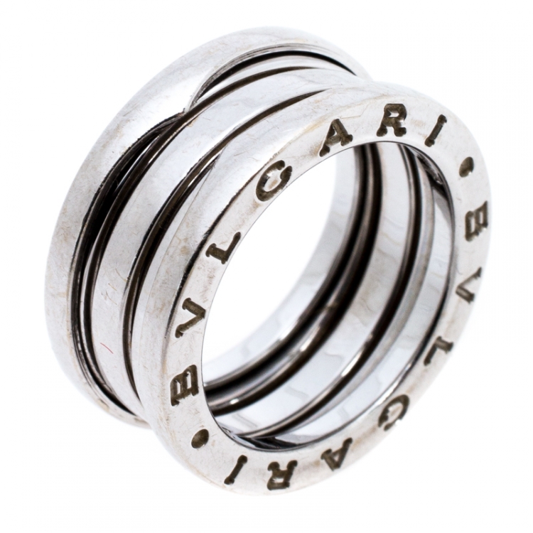Pre Owned Bvlgari B.Zero1 18K White Gold 3-Band Ring Size 50