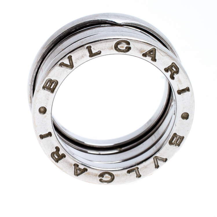 Pre Owned Bvlgari B.Zero1 18K White Gold 3-Band Ring Size 50