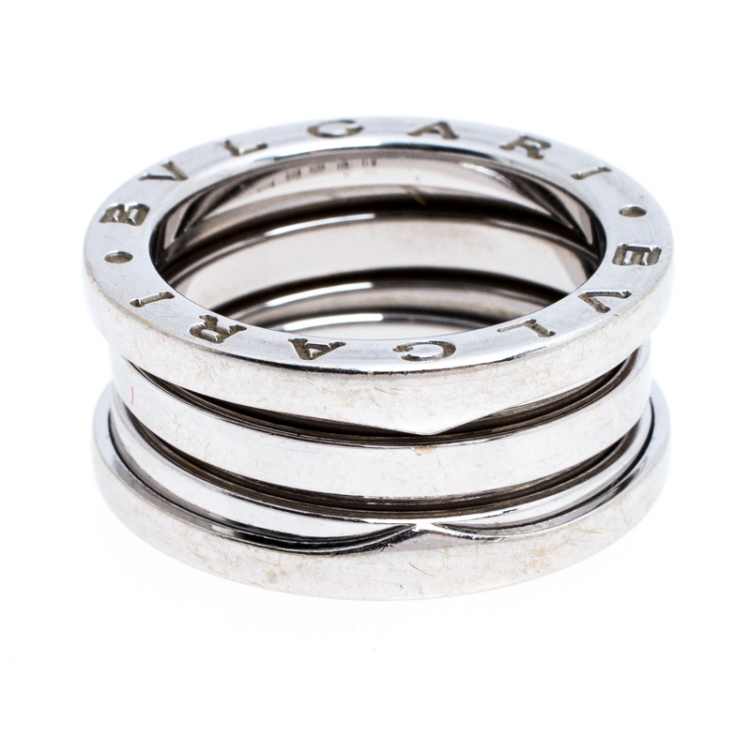 Pre Owned Bvlgari B.Zero1 18K White Gold 3-Band Ring Size 50