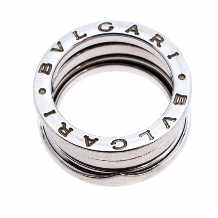 Pre Owned Bvlgari B.Zero1 18K White Gold 3-Band Ring Size 50