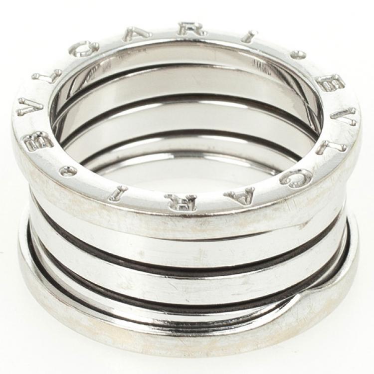 Pre Owned Bvlgari B.Zero1 18K White Gold 4 Band Ring Size 53