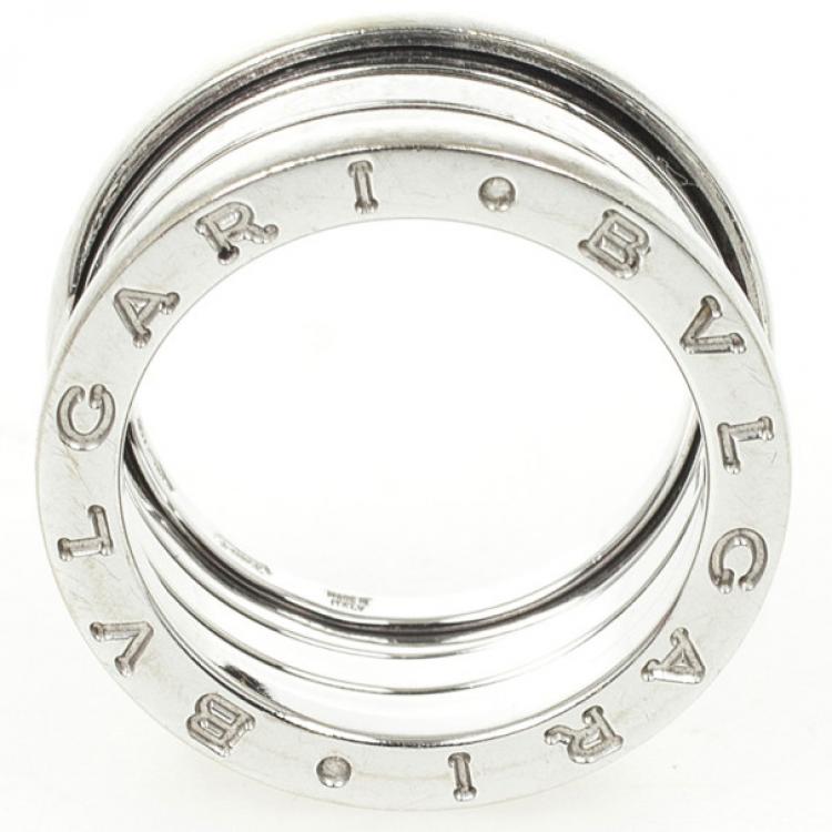 Pre Owned Bvlgari B.Zero1 18K White Gold 4 Band Ring Size 53