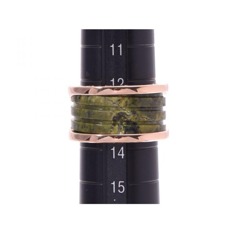 Pre Owned Bvlgari B.Zero1 Green Marble 18K Rose Gold Band Ring Size 54