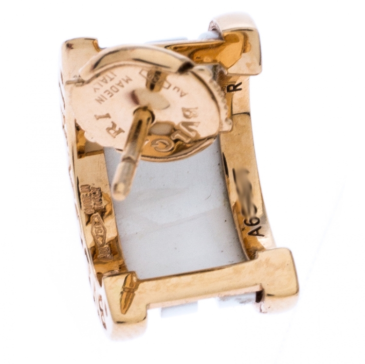 Pre Owned Bvlgari B.Zero1 White Ceramic 18k Rose Gold Earrings