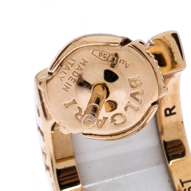 Pre Owned Bvlgari B.Zero1 White Ceramic 18k Rose Gold Earrings