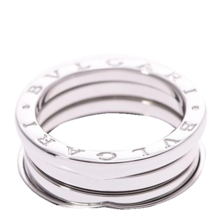 Pre Owned Bvlgari B.Zero1 3-Band 18k White Gold Band Ring Size 55