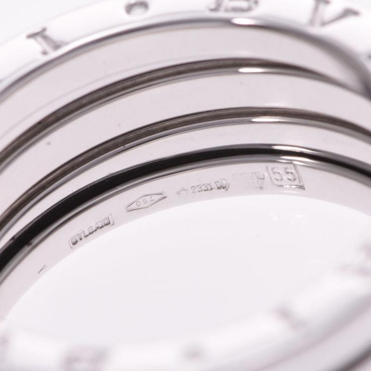 Pre Owned Bvlgari B.Zero1 3-Band 18k White Gold Band Ring Size 55