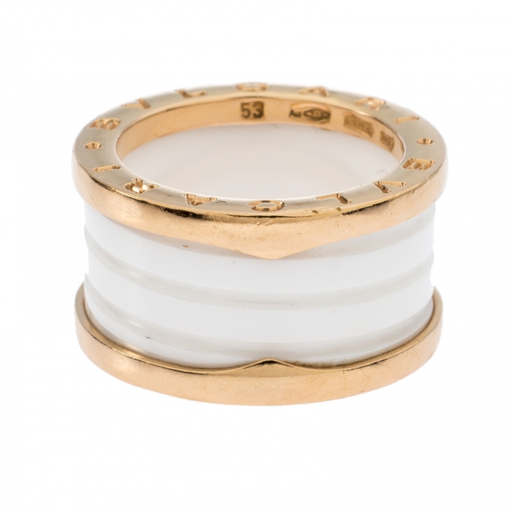 BVLGARI B.Zero1 Yellow Gold 4-Band Ring, Size 53