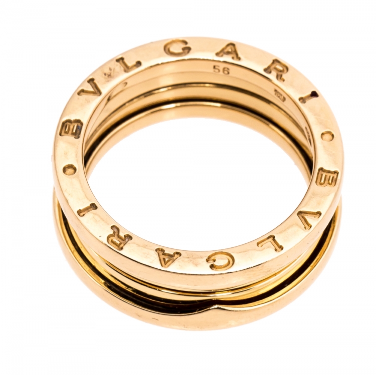 Pre Owned Bvlgari B.Zero1 3-Band 18K Rose Gold Ring Size 56