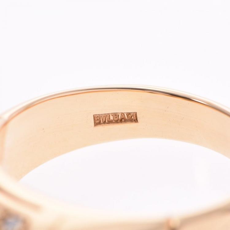 Pre Owned Bvlgari 18K Yellow Gold And Diamonds Band Ring Size 50
