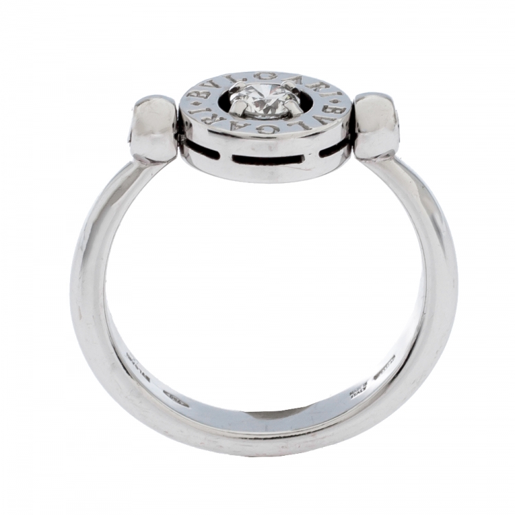 Pre Owned Bvlgari Diamond 18K White Gold Ring Size 54